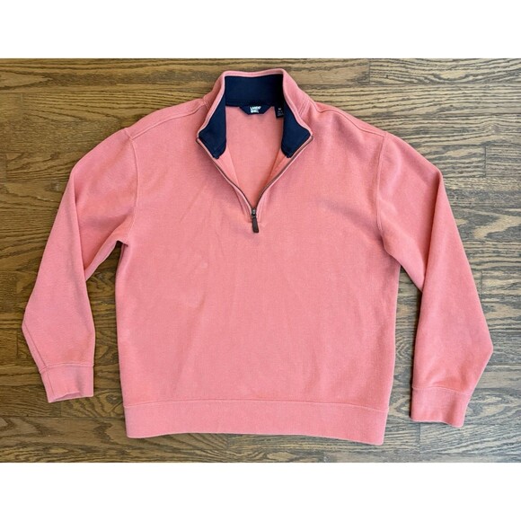 Lands' End Bedford Rib Quarter Zip Sweater Mens Cozy Pullover 1/4 Zip Polyester - Picture 1 of 9